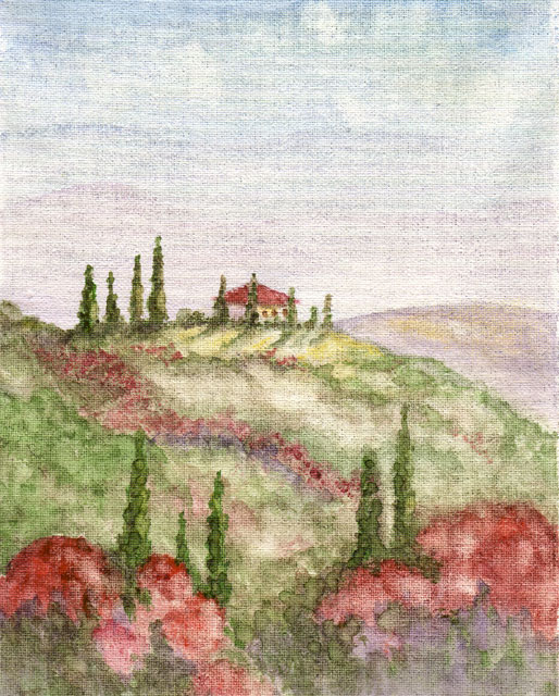 Painting:  Villa on Hill