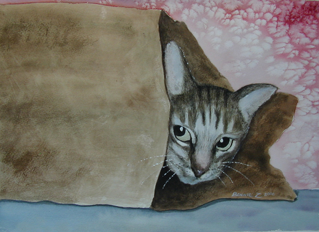 Painting: Cat in a Bag